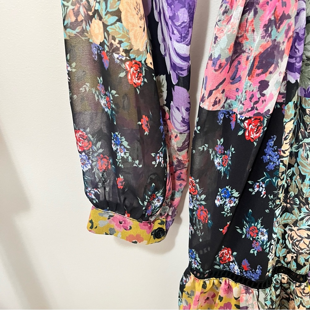 ZARA Amelia Patchwork Floral Button Front Tie Dre… - image 12